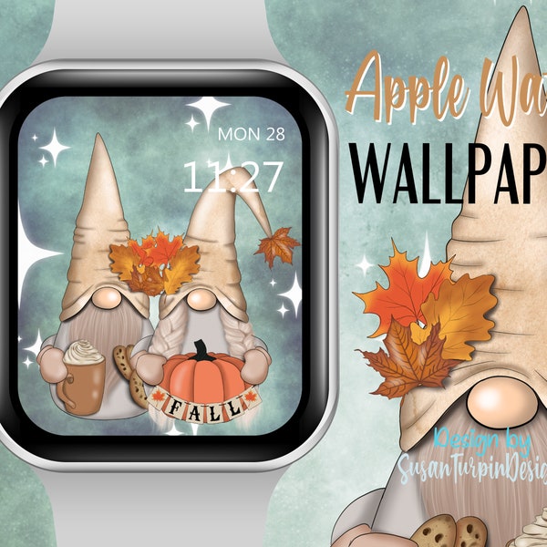 Hösttomte Apple Watch-bakgrund: Thanksgiving-höstdesign (digital nedladdning)
