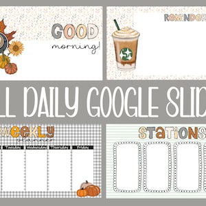 Fall Themed Google Slides,  Fall Pumpkin Slides for classroom, Classroom Slides