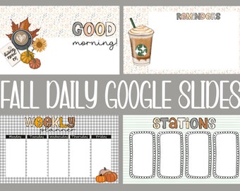 Fall Themed Classroom Google Slides: Weekly Agenda (Digital Download)