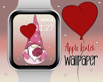 Valentine Heart Gnome Watch Face Wallpaper, Love Gnome Apple Watch Face, Gnome Watch face, Love Wallpaper, Wallpapers for Apple Watch Face