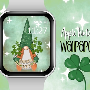 St Patrick&#39;s Day Gnome Apple Watch Face Wallpaper, Spring  Gnome Apple Watch Face, Gnome Watch face, Gnome Wallpaper