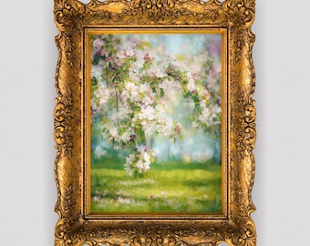 Huerto primaveral en flor: arte paisajístico floral en tonos pastel (descarga digital)