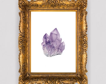 Cristal de amatista: Arte mural de acuarela de bruja (descarga digital)