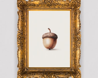 Bellota en acuarela: Arte minimalista de bosque otoñal (descarga digital)