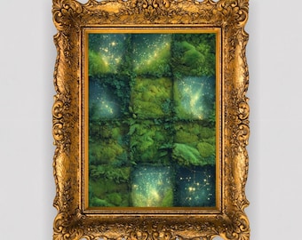 Constelación de Musgo en Rejilla – Arte Mural Celestial (Descarga Digital)