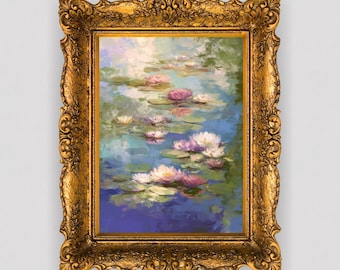 Nenúfares impresionistas: arte mural de estanque de ensueño (descarga digital)