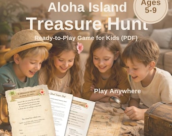 Aloha Island Treasure Hunt for Kids | Printable Birthday Party Game | Scavenger Hunt | Indoor Outdoor Activity Ages 5-9