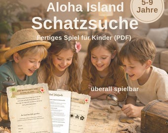 Aloha Island Treasure Hunt for Kids | Printable Children's Birthday Game | Treasure Hunt | Indoor/Outdoor Game | Ages 5–9 | GERMAN VERSION