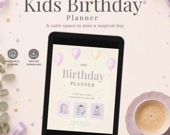 Kids Birthday Planner Printable PDF, Birthday Party Planner for Parents, iPad Planner, Party Checklist, Lavender Magic, Digital Download