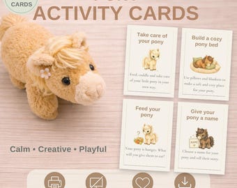 Pony Activity Cards for Kids, Printable Horse Game, Screen Free Play, Calm Quiet Time Activities, Pretend Play Learning, Montessori Inspired