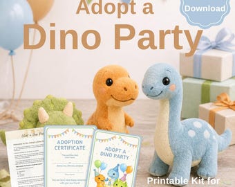 Adopt a Dino Party Printable Birthday Kit | Dinosaur Adoption Activity | Kids Party Game | Dino Party Theme Printables | Instant Download