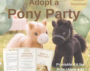 Adopt a Pony Party Printable Birthday Party Kit | Adopt a Pet Party | Horse Adoption Activity | Kids Pony Party Game | Instant Download