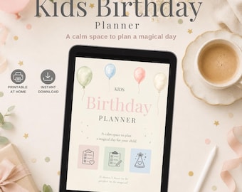 Kids Birthday Planner Printable PDF, Birthday Party Planner for Parents, iPad Planner, Party Checklist, Classic Pastel, Digital Download
