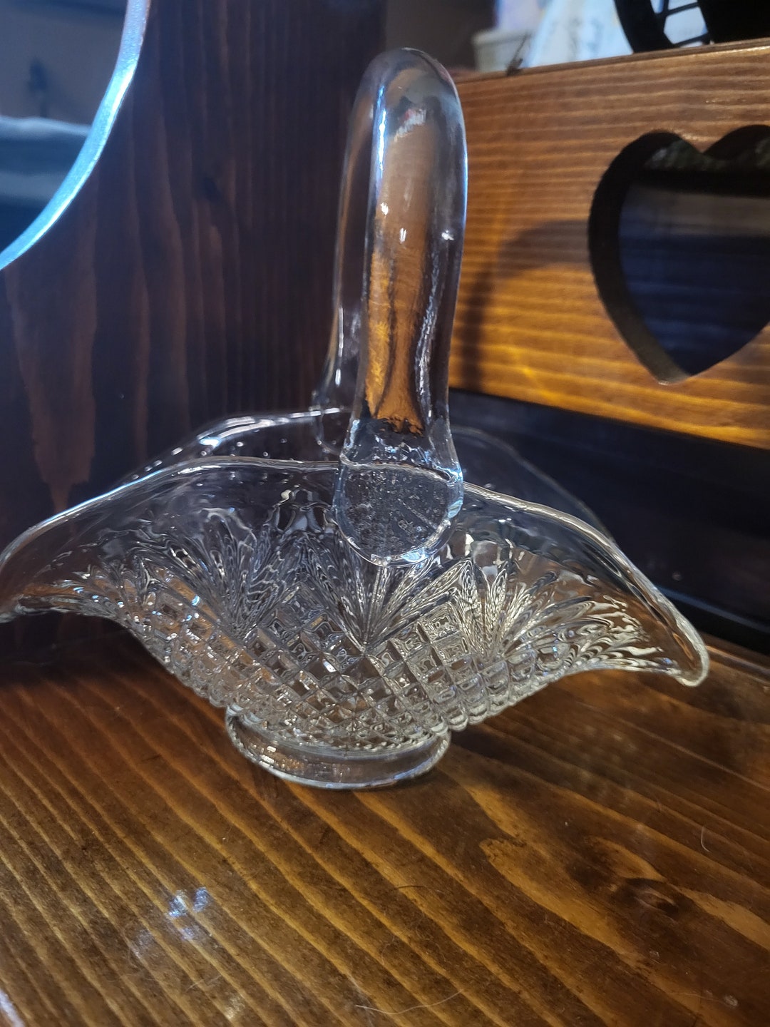 Vintage Glass Brides Basket Etsy