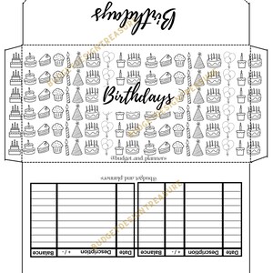 PRINTED -Birthdays Sinking Fund envelope