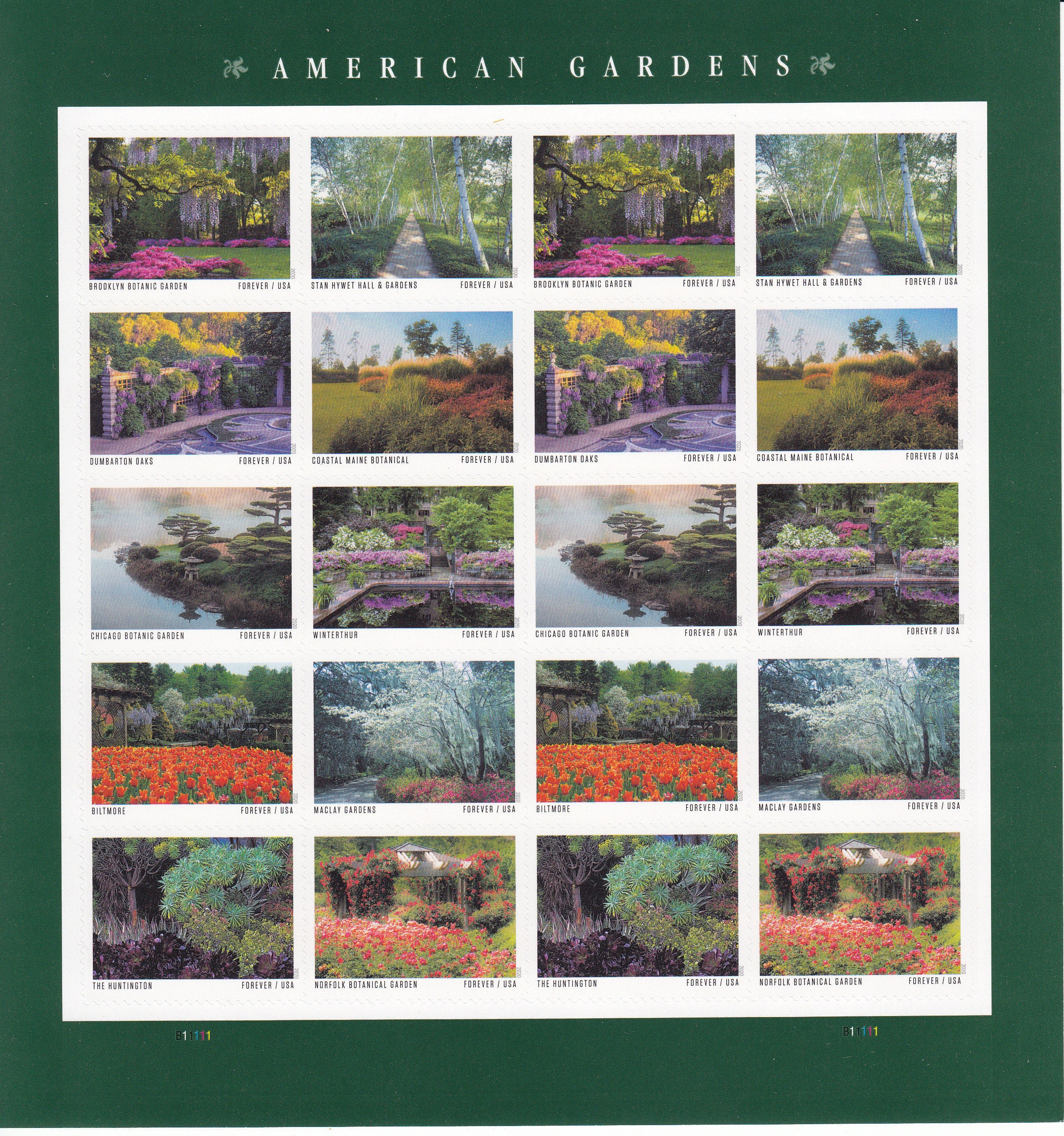 American Gardens Sheet of 20 Forever Postage Stamps Scott Etsy