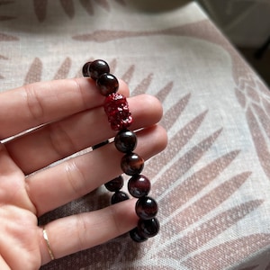 Cinnabar Buddha with Red Tigers Eye 10mm Beaded Bracelet