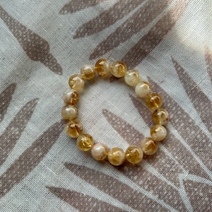 Milky Citrine 10mm Beaded Bracelet 7”