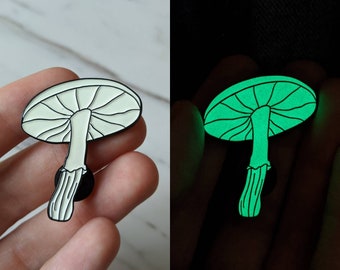 Magic Mushroom Psychedelic Glow in the Dark Enamel Pin 1.5" x 1.25"