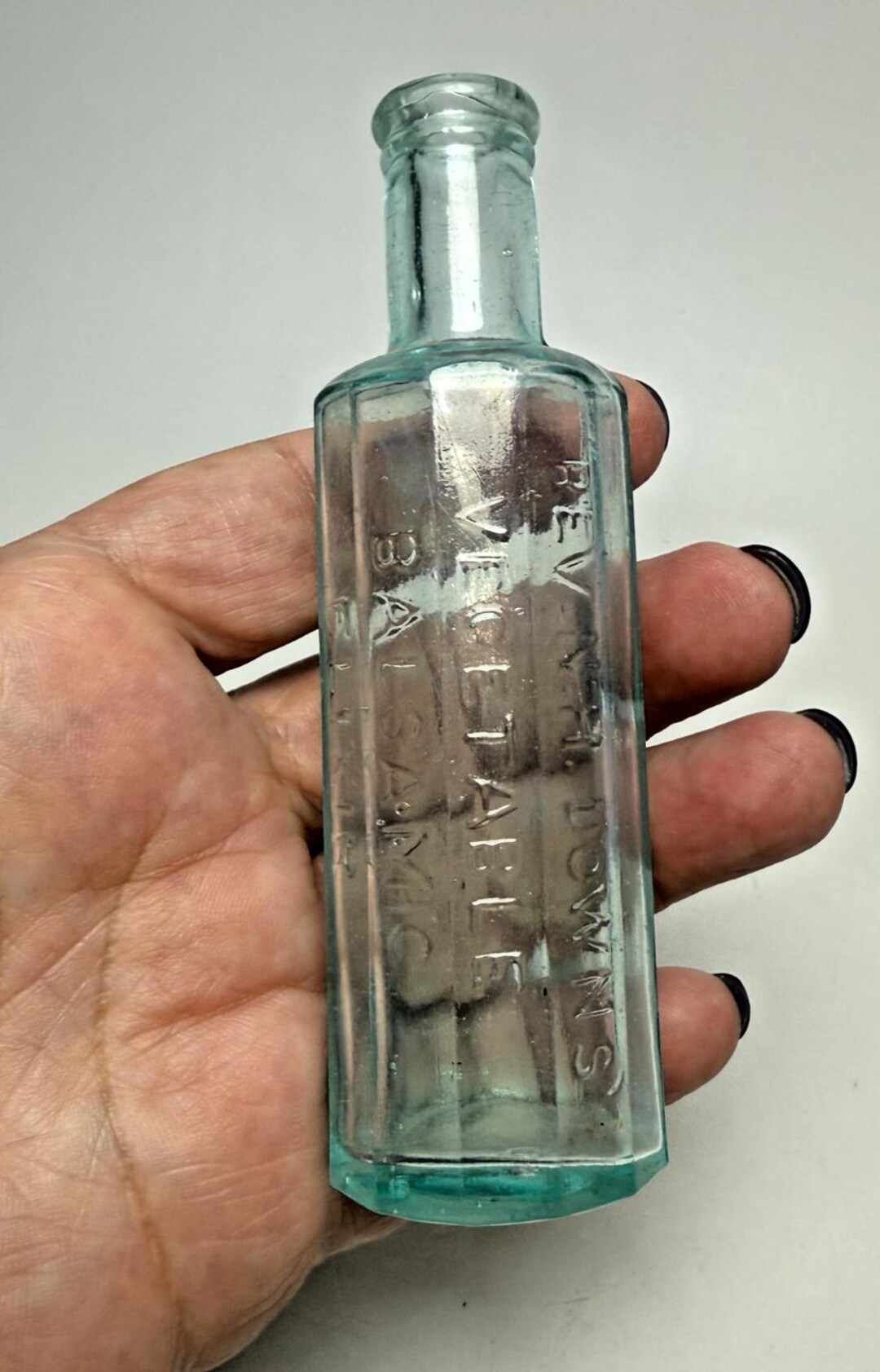 Antique Rev NH Downs Vegetable Balsamic Elixir 1890 Blue 12 Sided 4.5 ...