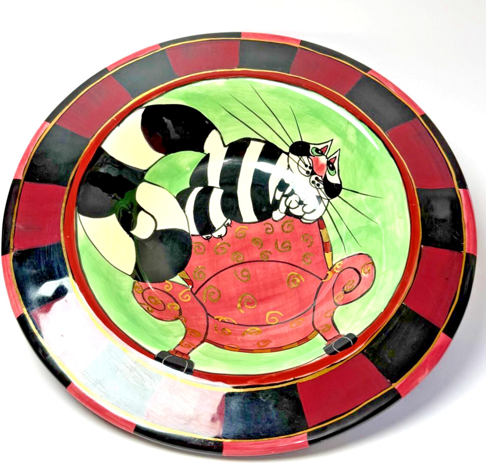 Vintage Swak Clancy Cat Kitty Bowl Lynda Corneille Signed Wall
