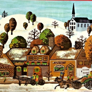 Nieuwe Vintage Hallmark Kerstkaarten Kaarten Verzegeld Prim Village Scene Main St afbeelding 4