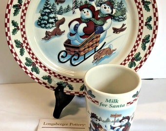 Vintage Longaberger Company Pottery Milk & Cookies For Santa Gift Set 1998 NIB