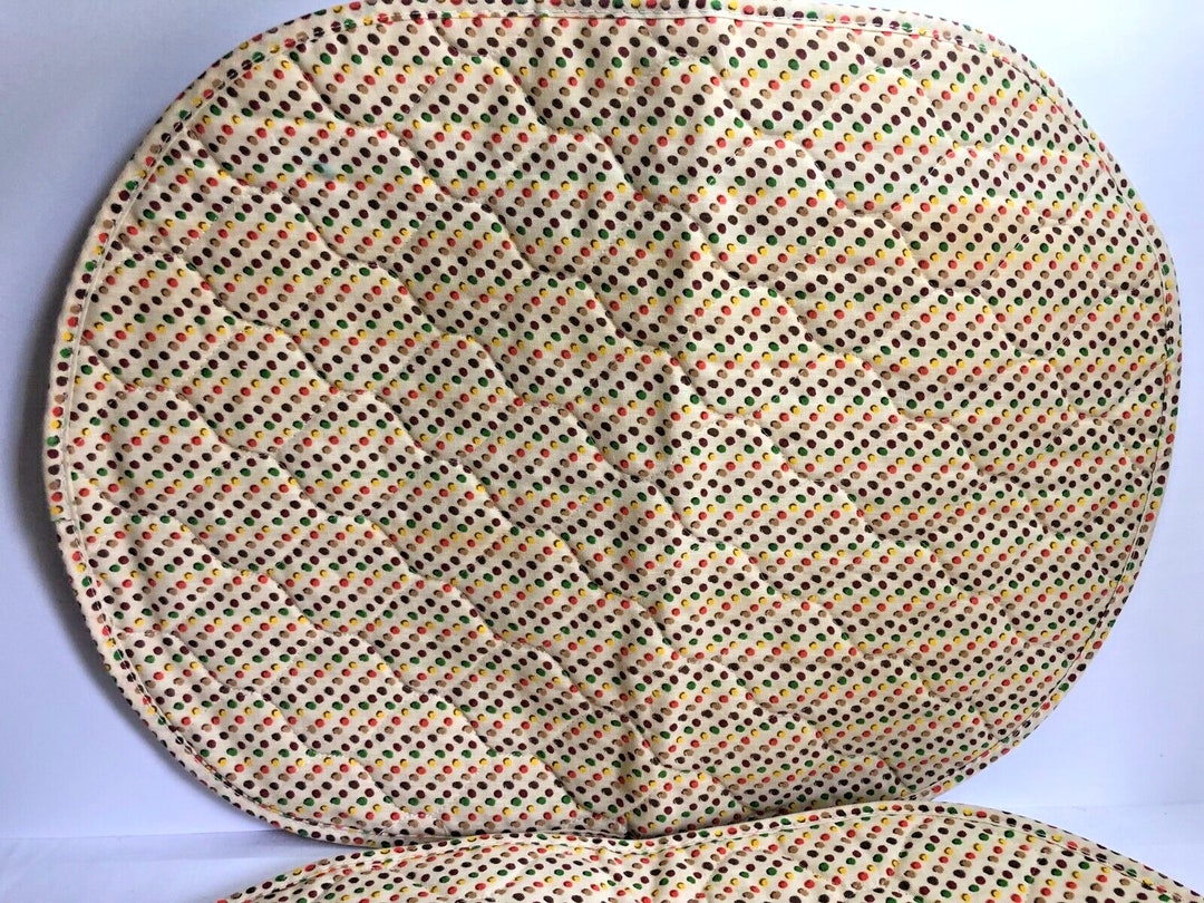 Set of 4 Quilted Cloth Oval Placemats Tan Multi Color Rainbow Etsy