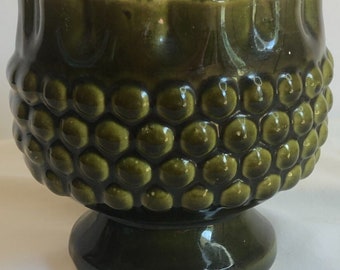 Vintage Amerikaanse Bisque Emerald Green Hobnail Planter Flower Succulent Pot MCM