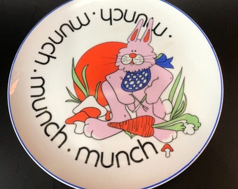 Animal Antics by Sandy Traub for Taste Setter Sigma Plate Rabbit Munch Mushroom