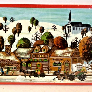 Nieuwe Vintage Hallmark Kerstkaarten Kaarten Verzegeld Prim Village Scene Main St afbeelding 1
