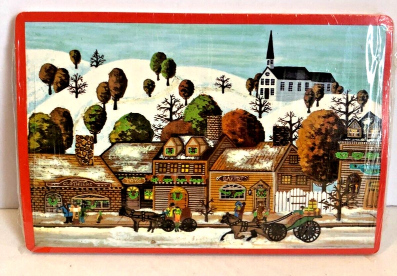 Nieuwe Vintage Hallmark Kerstkaarten Kaarten Verzegeld Prim Village Scene Main St afbeelding 1