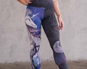 Unicorn and Pegasus Mashup Athleisure Leggings (Nightmare). Soft and Comfy.