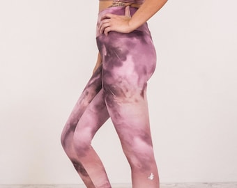 Leggings de cuarzo rosa - Acuarela malva nublada