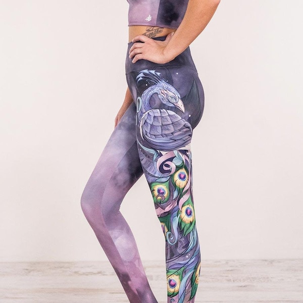 Peacock Leggings - Cloudy Purple - Birds of a Feather