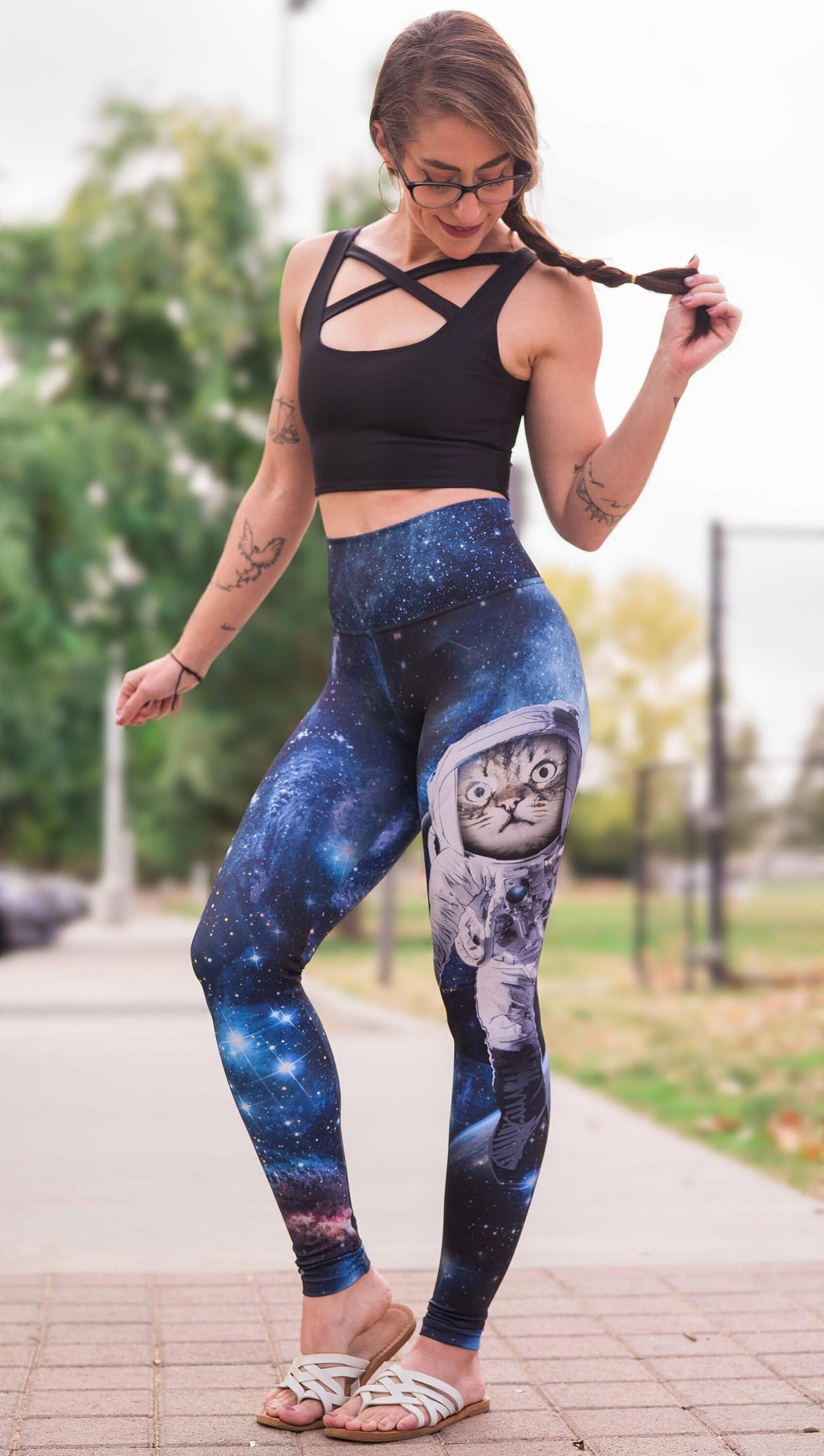 Space Cat Buttery Soft Athleisure/active Leggings With Original