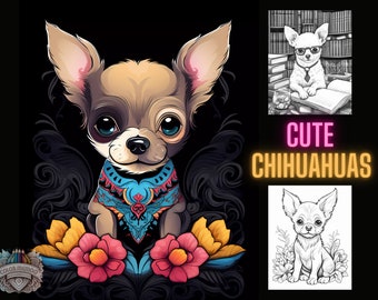 Delightful Chihuahua Coloring Book: Stress-Relieving and Fun 40-Page Adult & Kid-Friendly Printable/Digital Art Activity for Dog Lovers