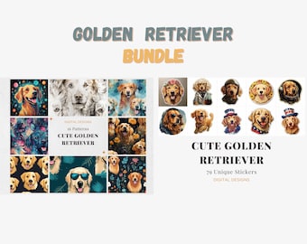 Paquete Golden Retriever - Patrones y pegatinas únicos - Perfecto para los amantes de los perros - Descarga digital instantánea