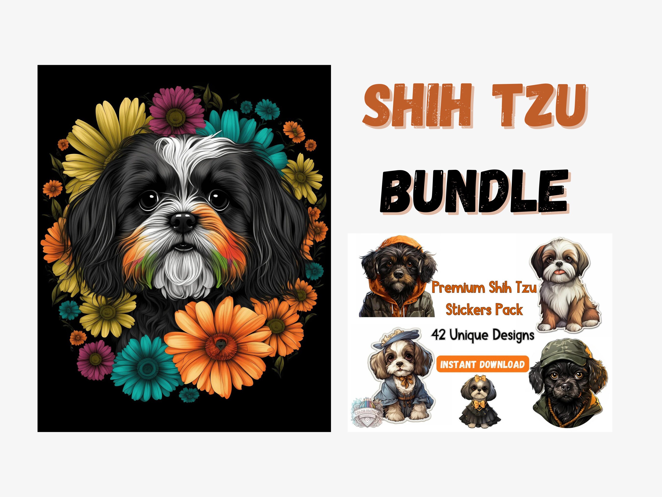 Shih Tzu Bundle - Stickers & Coloring Book - Digital Download - Perfect for Dog Lovers and Creative Souls