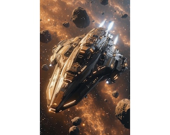 Starship Odyssey - Póster mate premium / Arte de naves espaciales