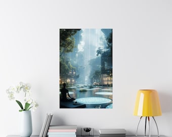 Zen Haven - Póster mate de primera calidad / Serenidad futurista