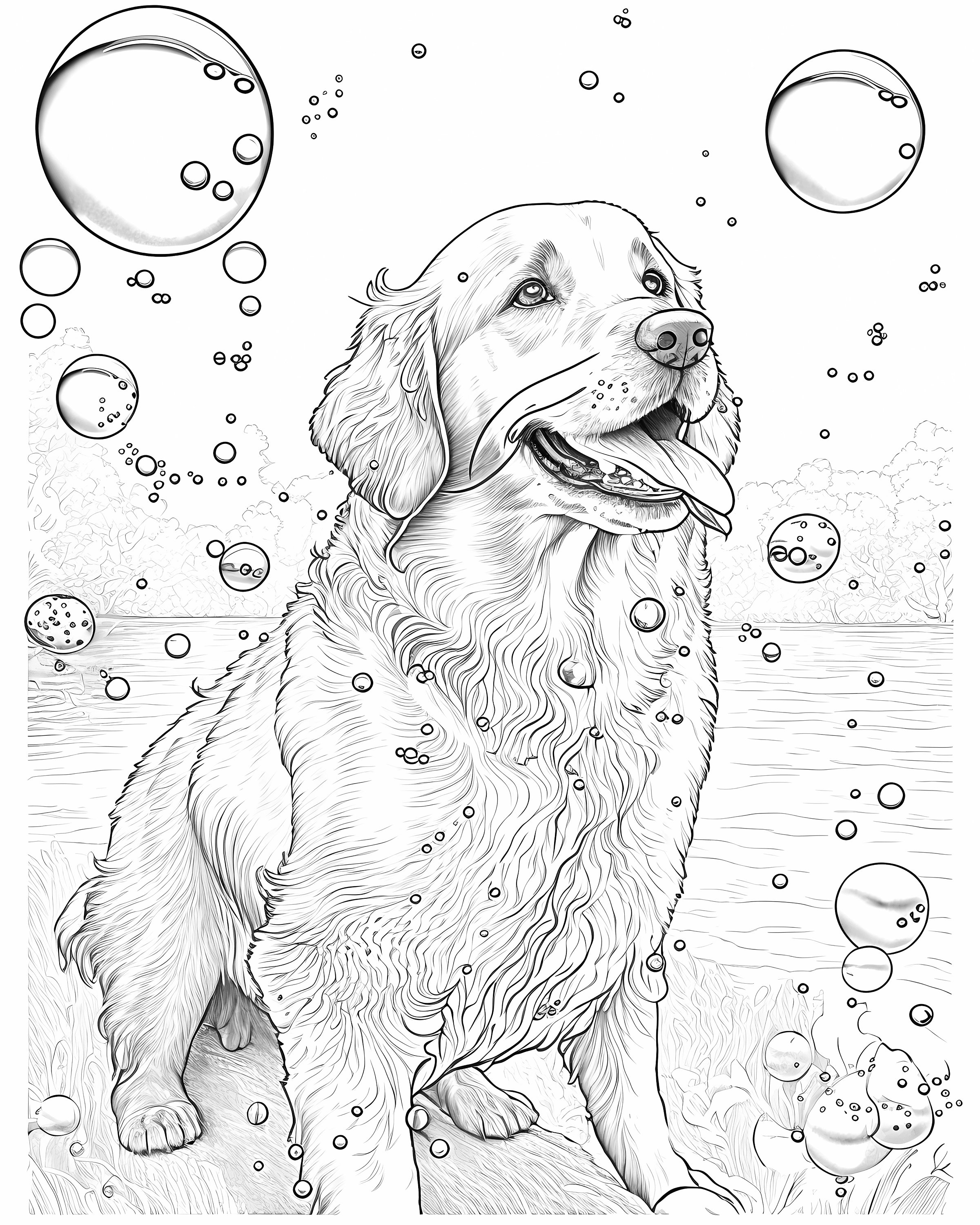 Golden Retriever Coloring Book 37 Designs for Kids, Adults, and Dog