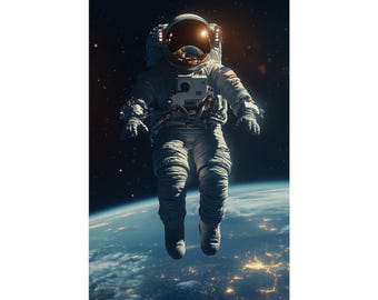 Astronauta flotante - Póster mate de primera calidad / Arte espacial