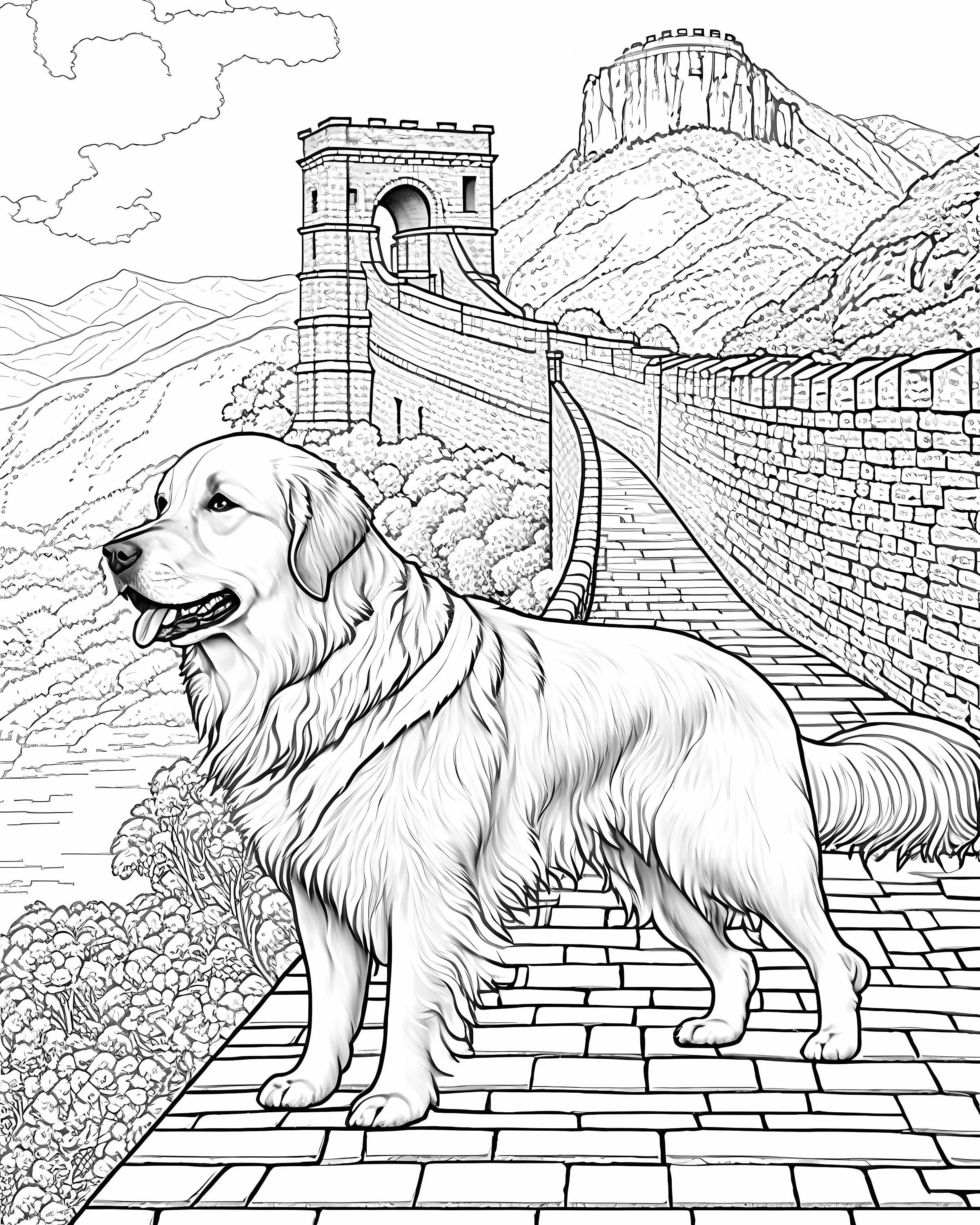Golden Retriever Coloring Book 37 Designs for Kids Adults Etsy