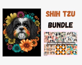 Paquete Shih Tzu - Patrones únicos y libro para colorear - Descarga digital - Perfecto para amantes de los perros y almas creativas