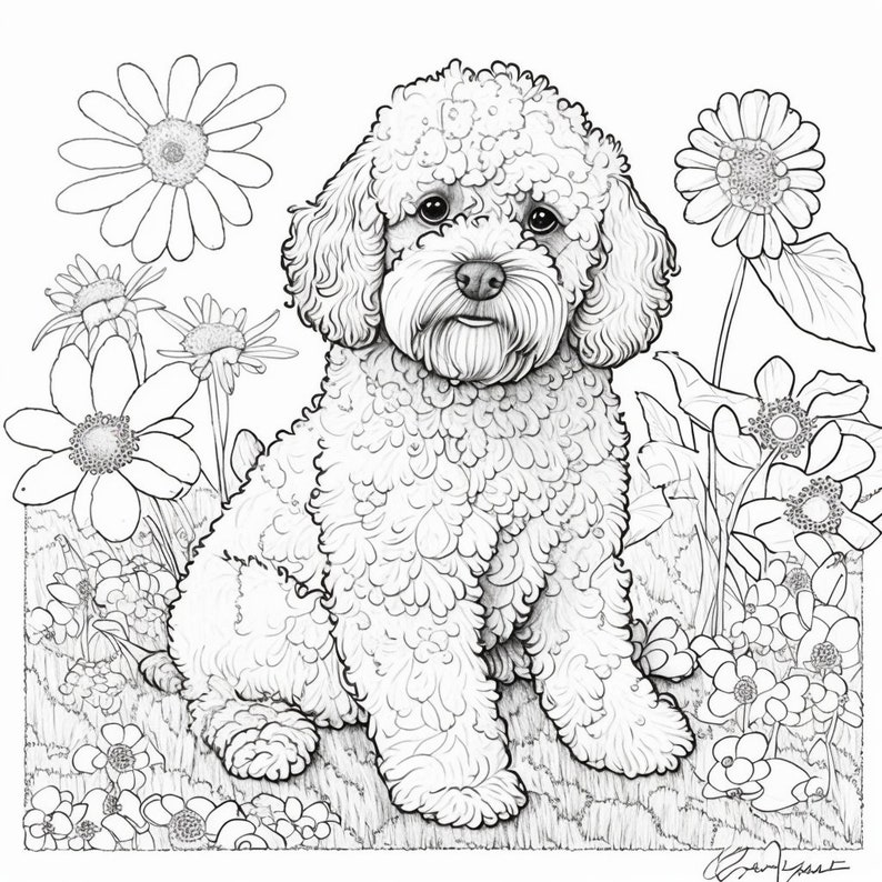 Printable Digital Coloring Book for Kids and Adults Animal Greyscale