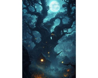 Moonlit Horror Haven - Póster mate premium / Bosque embrujado clásico