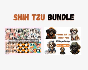 Paquete Shih Tzu - Patrones y pegatinas únicos - Descarga digital - Perfecto para amantes de los perros y almas creativas