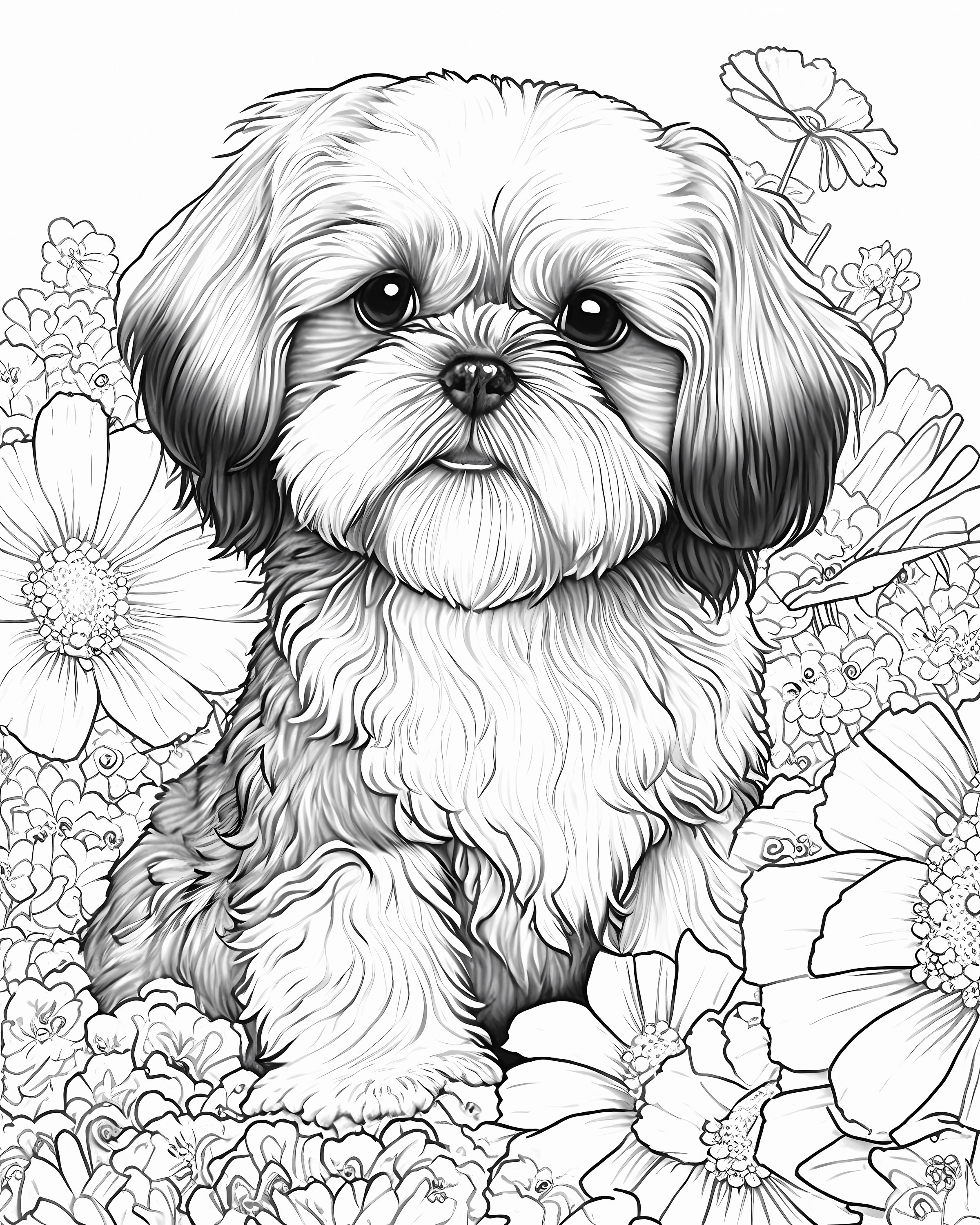 Printable Digital Coloring Book for Kids and Adults Animal Greyscale