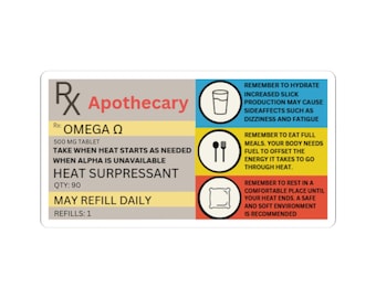 Omega Heat Suppressant Stickers, Apothecary Deco, Omegaverse Gift